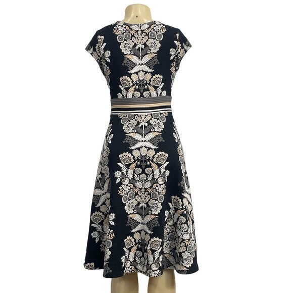 NWT Anthropologie V-neck Girly Glam Black Motif Size 6 Women's Dress - Picture 2 of 7